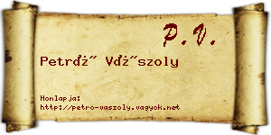 Petró Vászoly névjegykártya